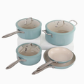 Blue Price 8PCS Non Stick Ceramic Coating Induction Bottom Aluminum Cookware