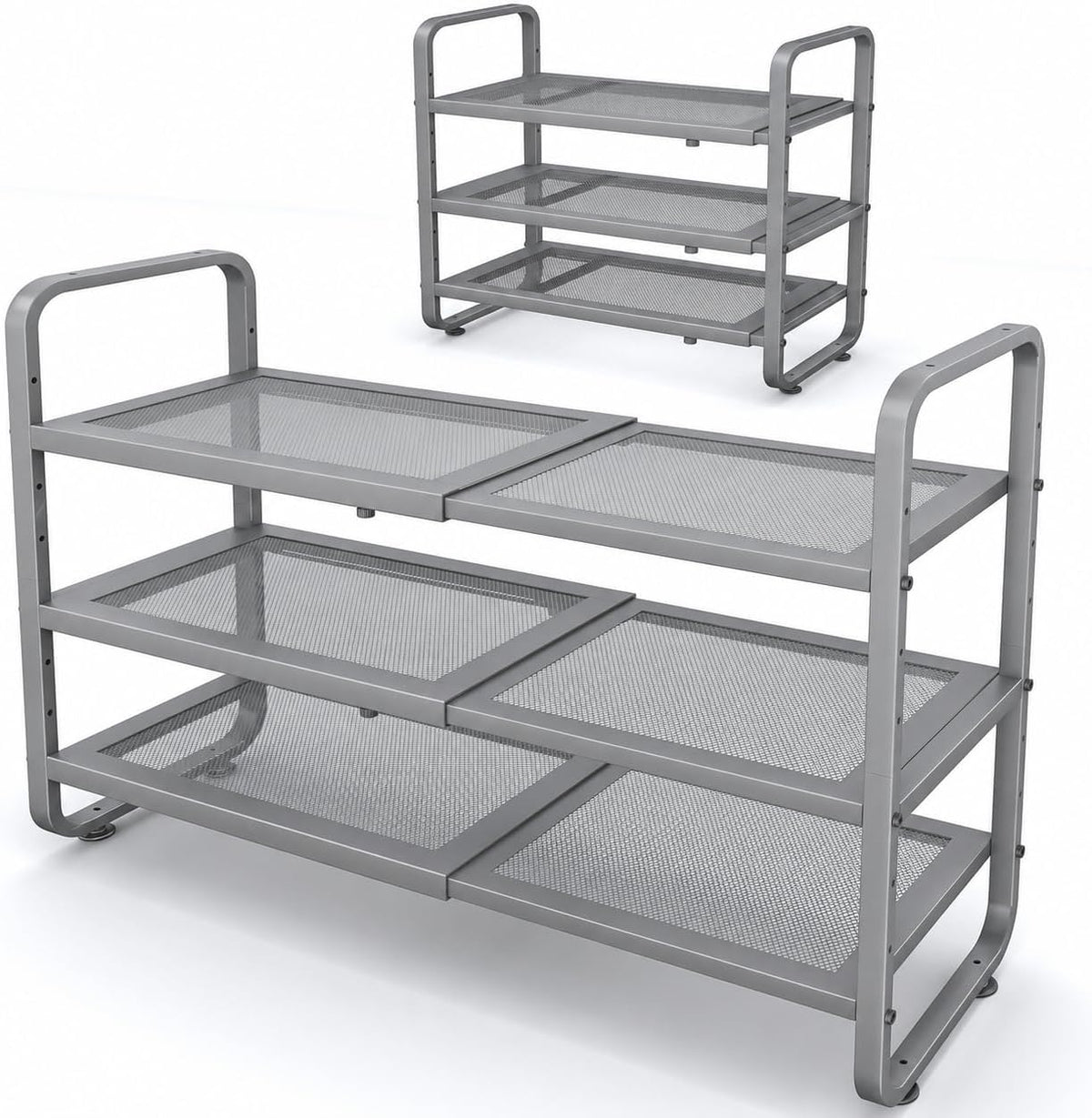Shoe Rack - Expandable Shoe Organizer for Closet, Adjustable Metal Shoe Shelf Storage, Stackable Long Shoe Stand Holder for Garage, Entryway, Door Entrance (Black, 2-Tier)