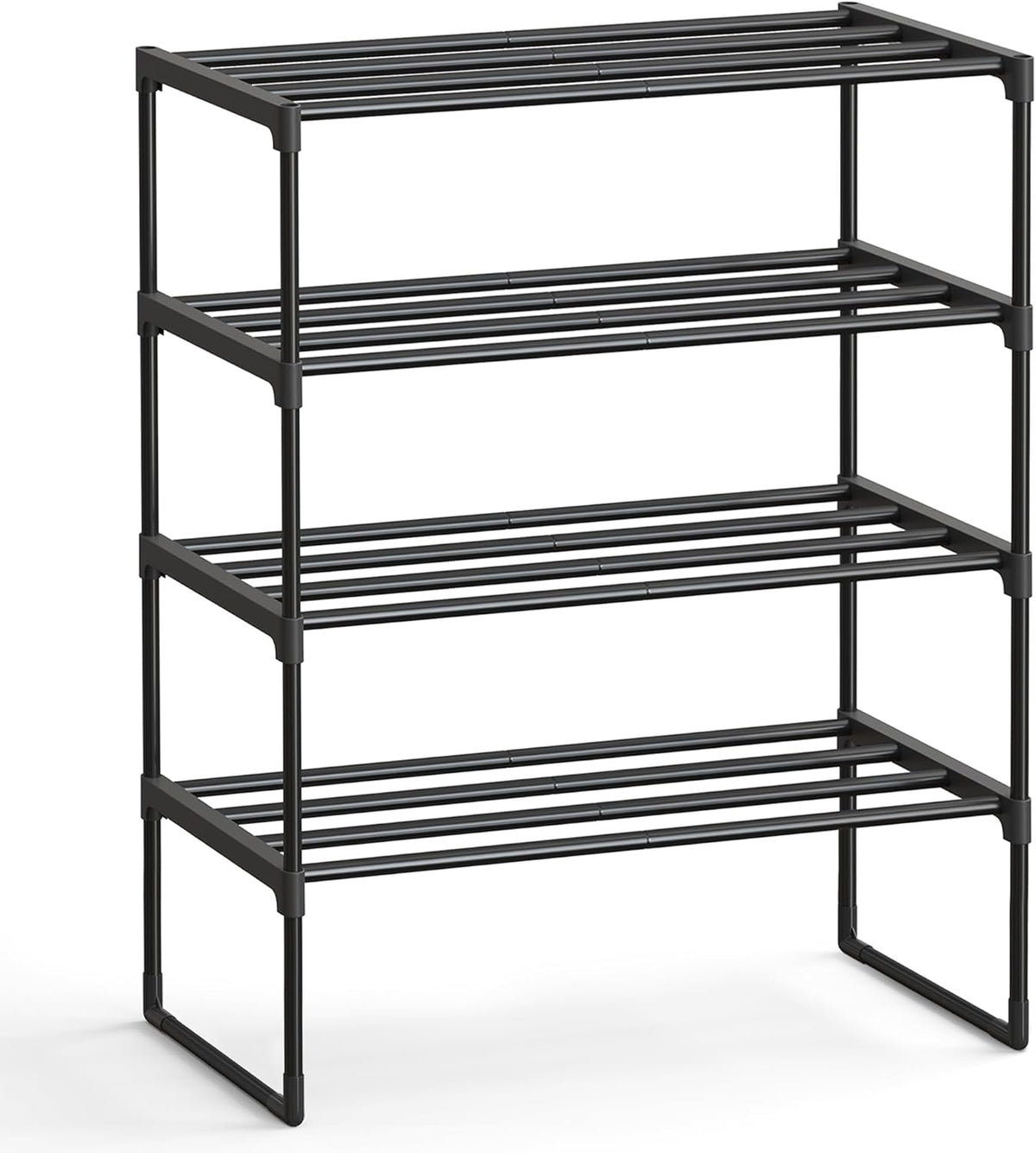 Shoe Rack, 3-Tier Shoe Organizer, Metal Storage Shelf, Upright or Upside Down, for 16-20 Pairs, Stackable, for Entryway, 11.8 x 36.2 x 21.7 Inches, Black ULSA303B02