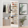 36 Pair Over The Door Shoe Organizer, 12 Tier Hanging Shoe Organizer, Heavy Duty Metal & Mesh Shoe Holder, Hanging Shoe Rack for Closet Organizer & Storage, 74"H x 21.7"W x 7.5"D, White